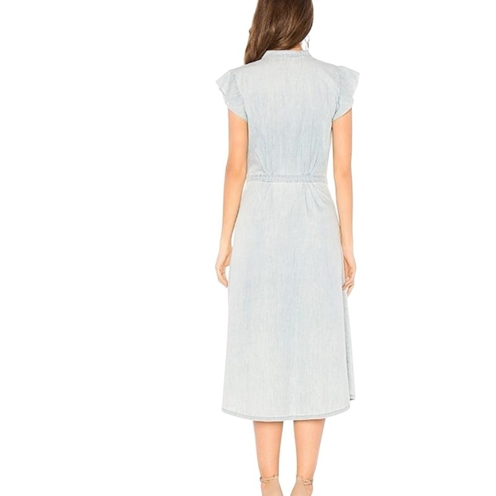 Joie’ Awel Light Blue Button Front Chambray Midi Dress in Western Fade - Picture 4 of 16